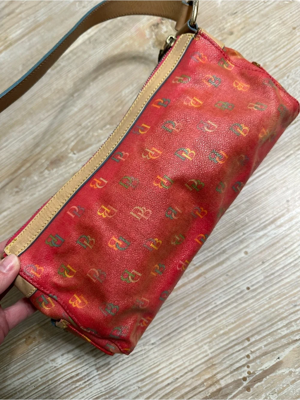 Vintage Dooney and Bourke Y2K Pink Rainbow Monogram Purse Coated Canvas - Picture 5 of 15